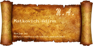 Matkovich Adina névjegykártya
